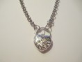 Belcher heart padlock 9k white gold necklace